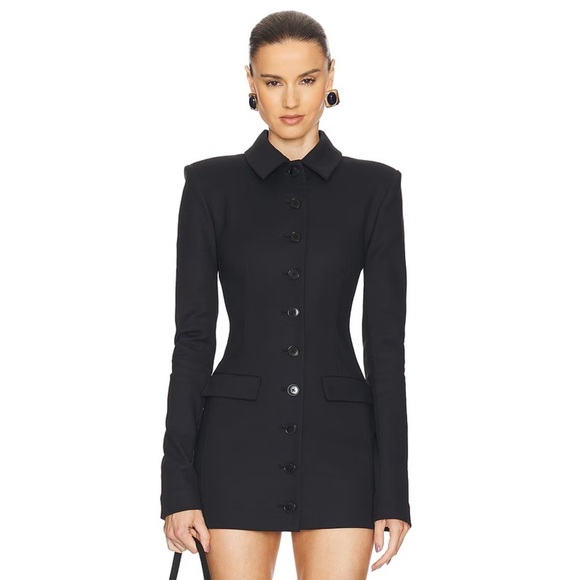 Helsa Dresses & Skirts - Helsa The Little Lady Button Long Sleeve Mini Dress Black